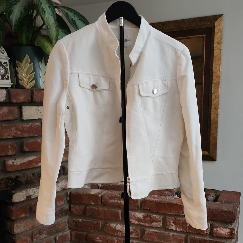Izzat Baba White Zip-Up Moto Style Jacket